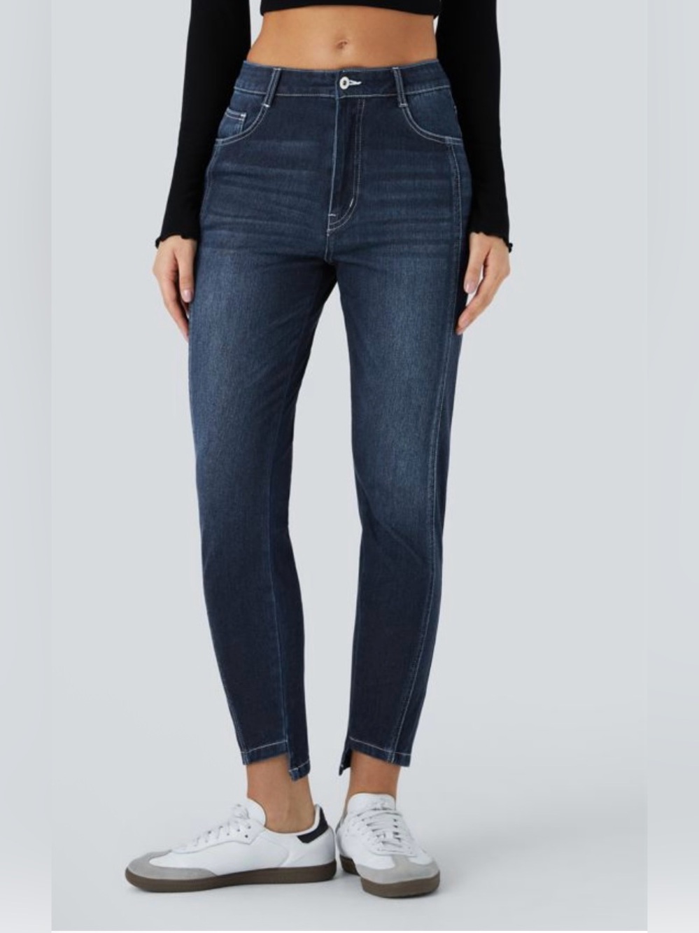 HALARA Dark Wash Flex Mid Low Rise Skinny Jeans - Size L